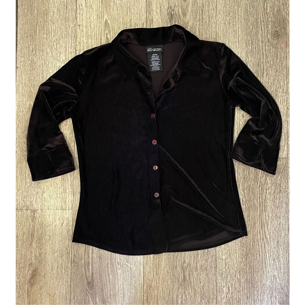 No Boundaries Y2K Brown Button Up Large 11/13 Top